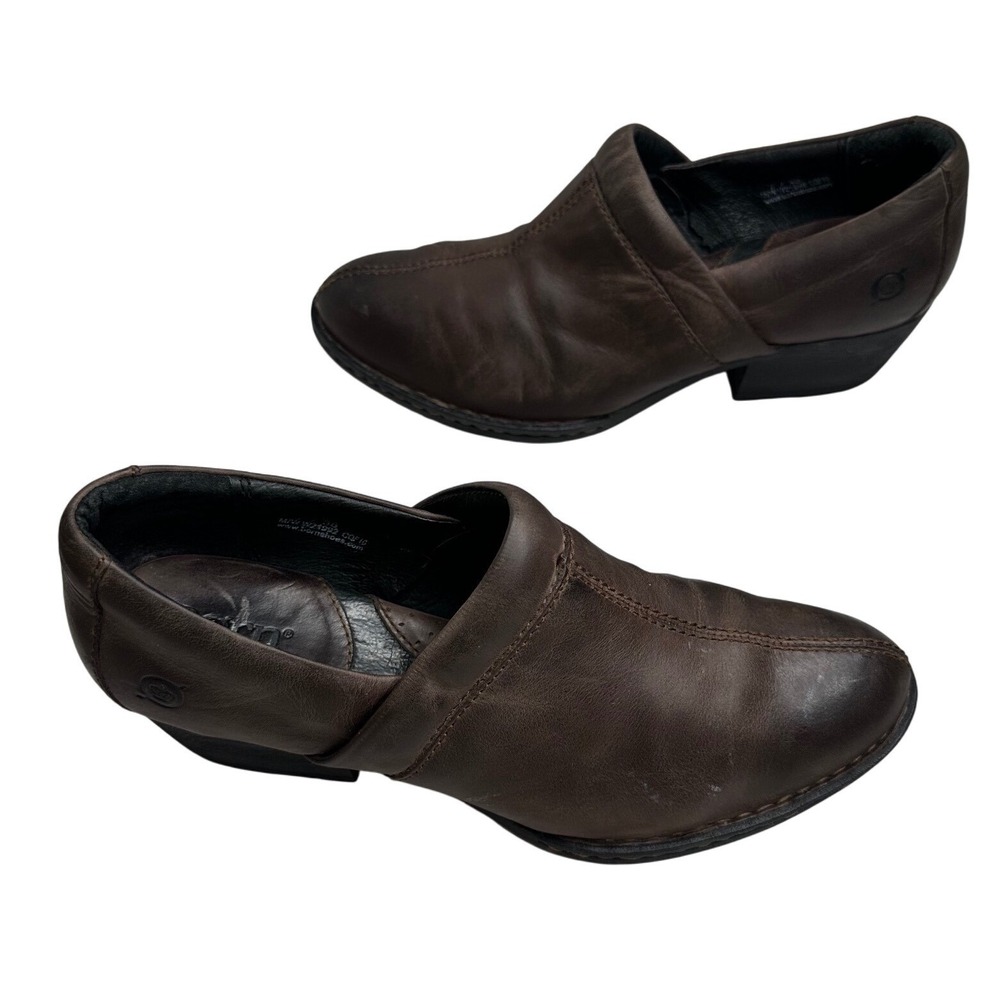 Born Kinney Brown Leather Slip On Clogs Ankle Booties Women's Sz 7 W21992 boho